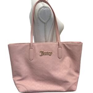 Juicy Couture Pastel Pink Logo Embossed Large Tote Bag Y2K Travel Commute Work